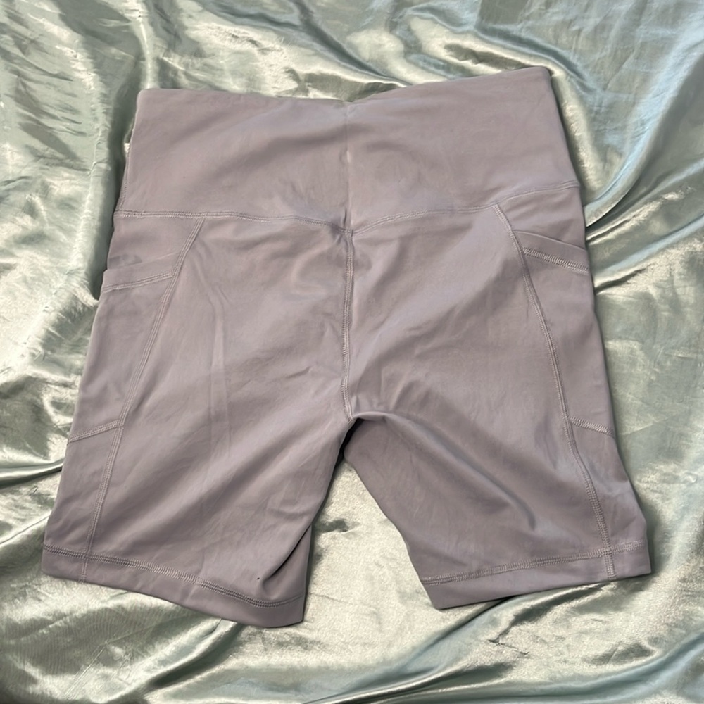 Yogalicious Lux Biker Exercise Shorts Light Gray